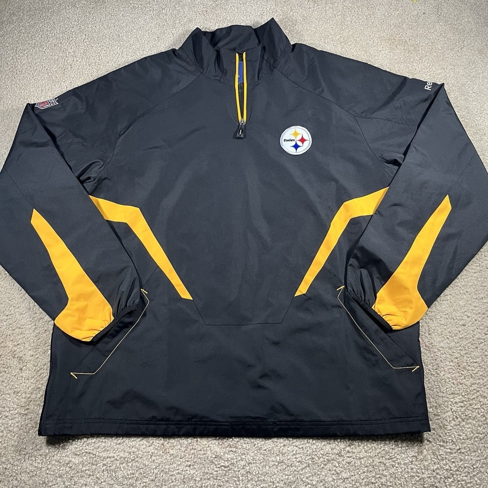 NFL Steelers Reebok Onfield Half Zip Windbreaker‎ W/Zipper Sides Men's XL